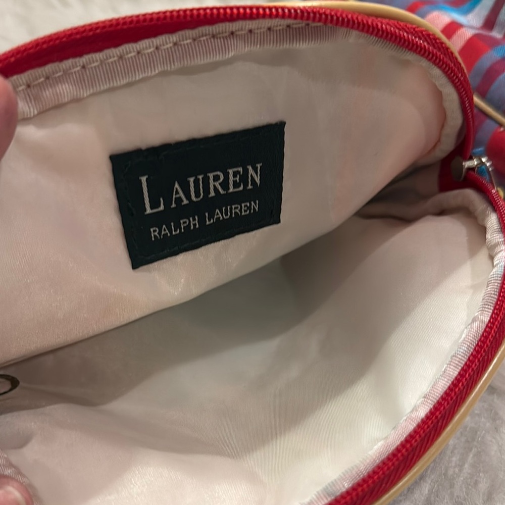 Y2K Ralph Lauren Colorful Plaid Travel Bag 3 Piece Set pre-owned. - Picture 3 of 11